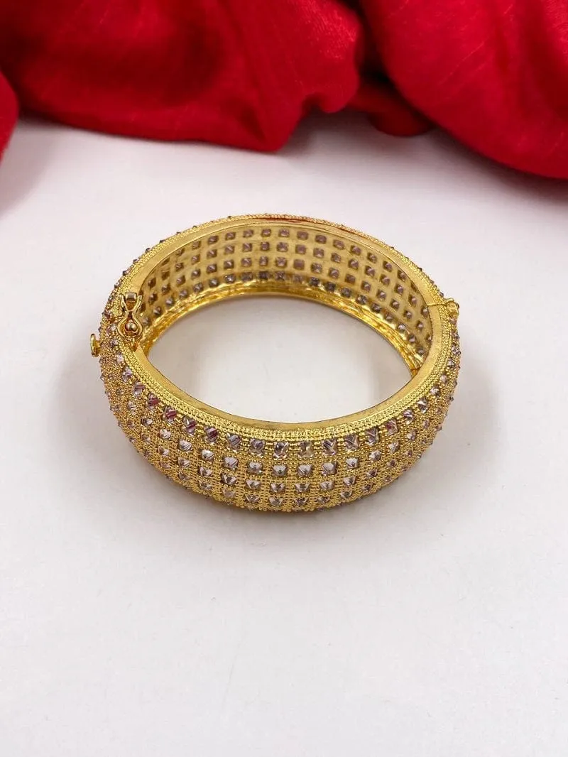 Gold Plated Studded American Diamond Bangle Bracelet For Women 1pc