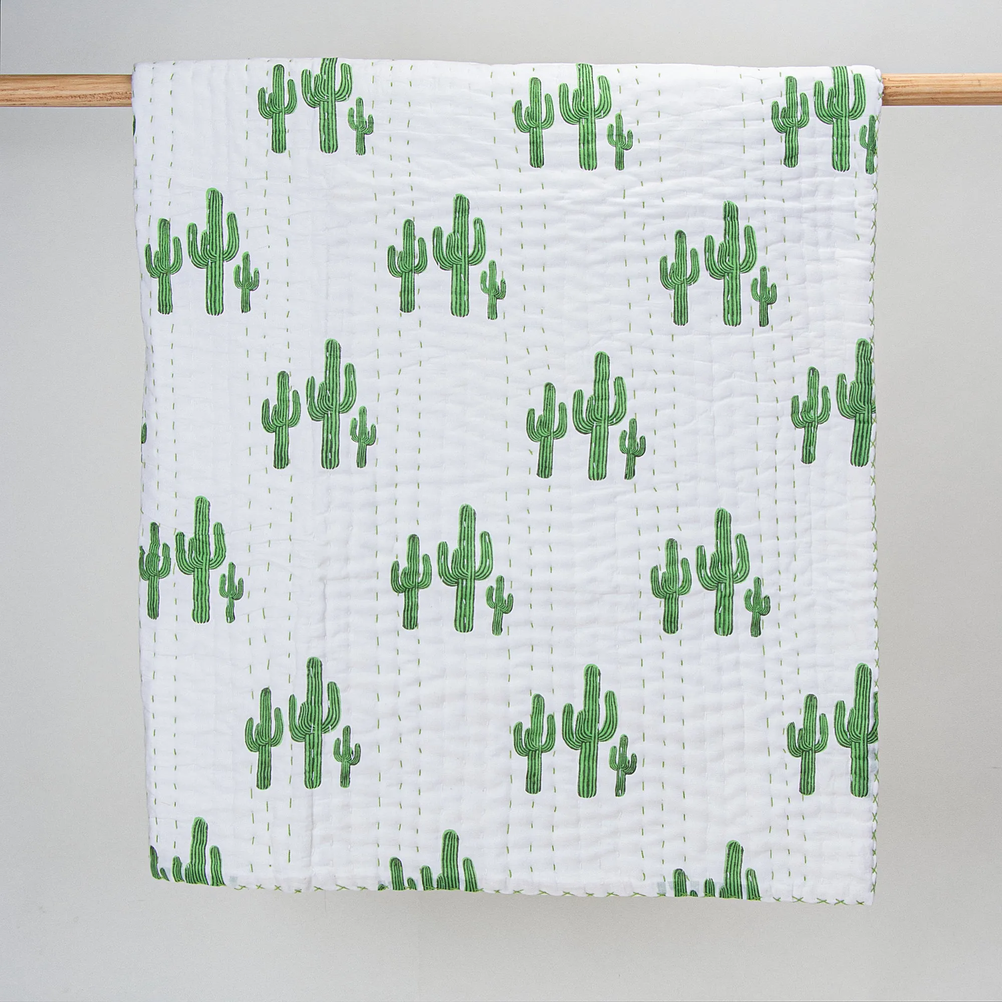 Green Cactus Mulmul Cotton Soft Baby Blankets