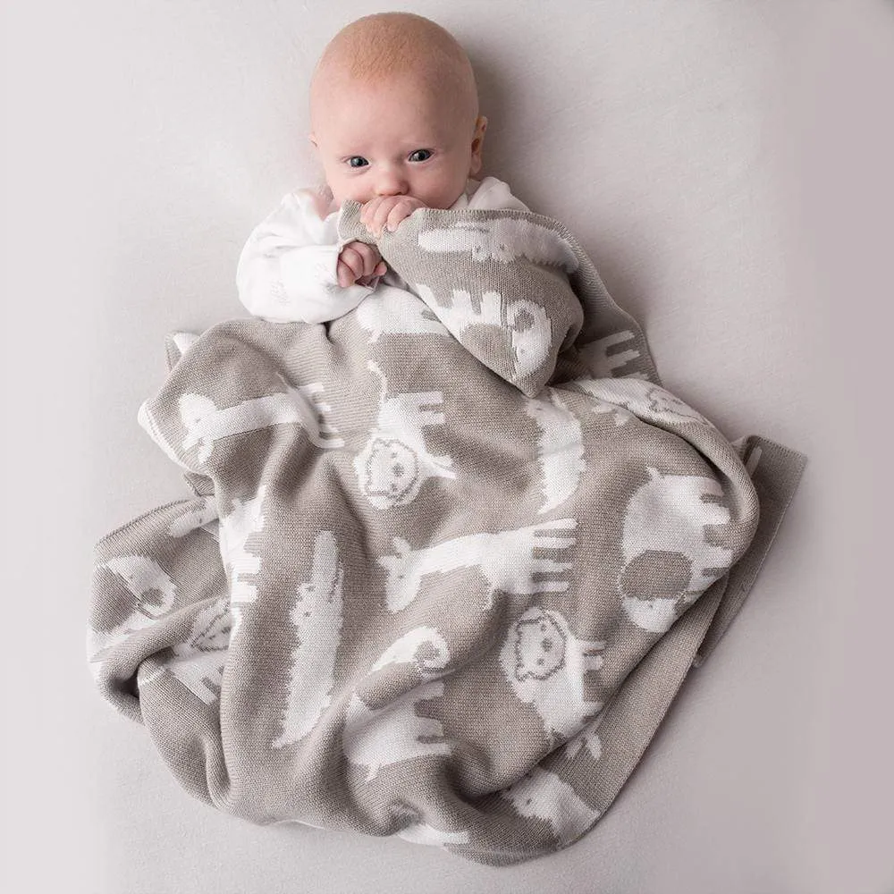 Grey and White Safari Baby Blanket