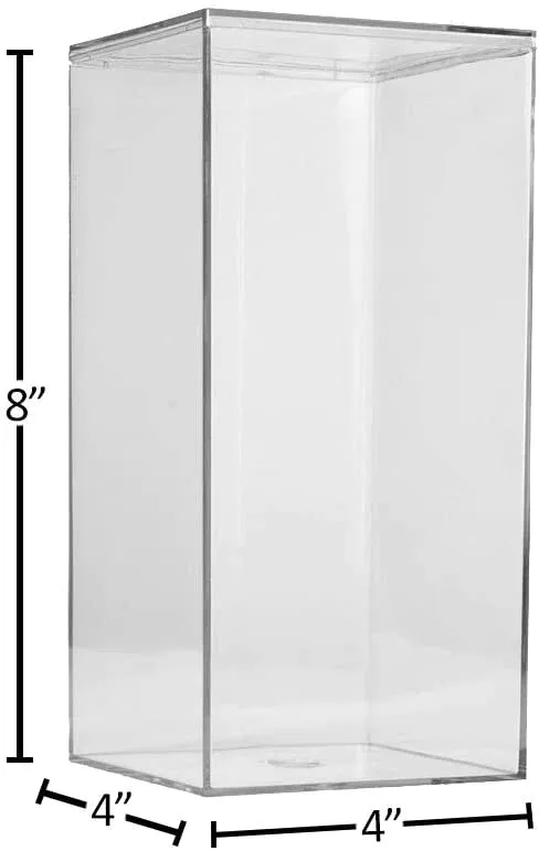 Hammont Clear Acrylic Boxes 4"X4"X8" 3pc