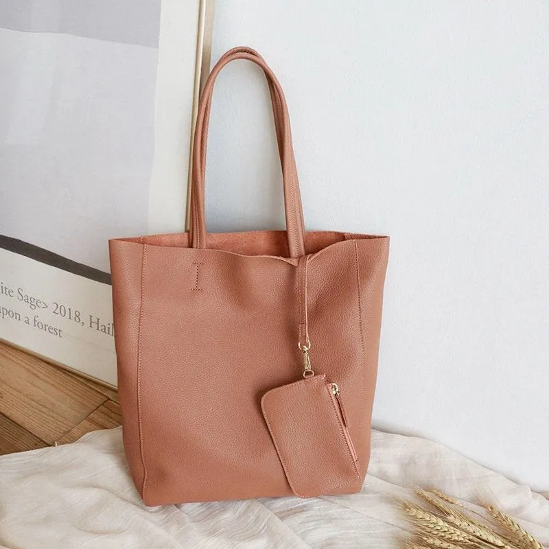 Handcrafted Leather Tote Bag | Grain Leather Large Tote Bag | Classic Everyday Bag, Birthday gift for her, Coral Pink