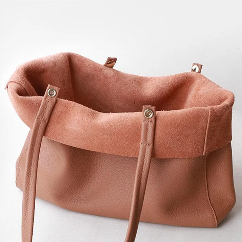 Handcrafted Leather Tote Bag | Grain Leather Large Tote Bag | Classic Everyday Bag, Birthday gift for her, Coral Pink