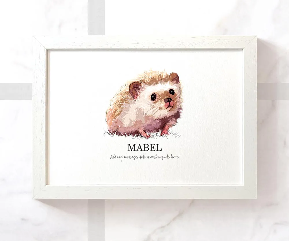 Hedgehog Personalised Pet Name Print