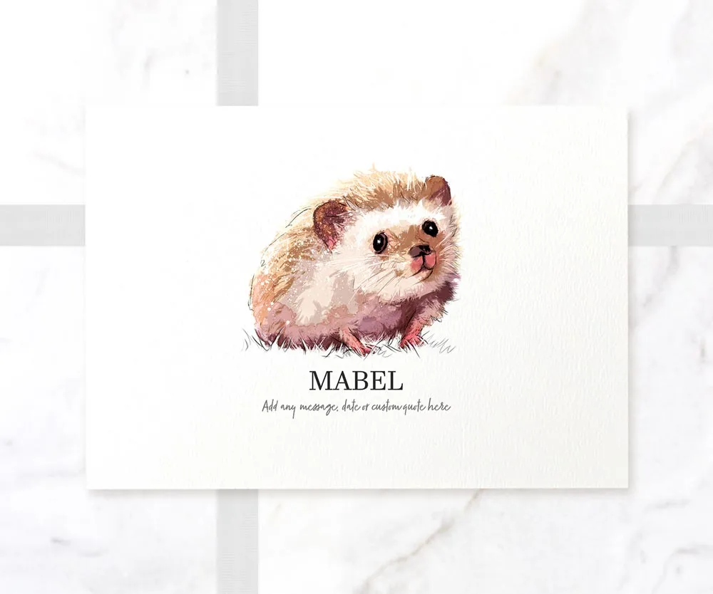 Hedgehog Personalised Pet Name Print