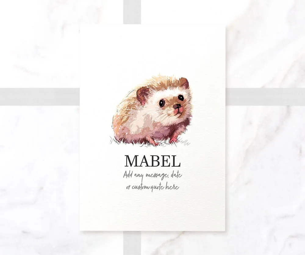 Hedgehog Personalised Pet Name Print