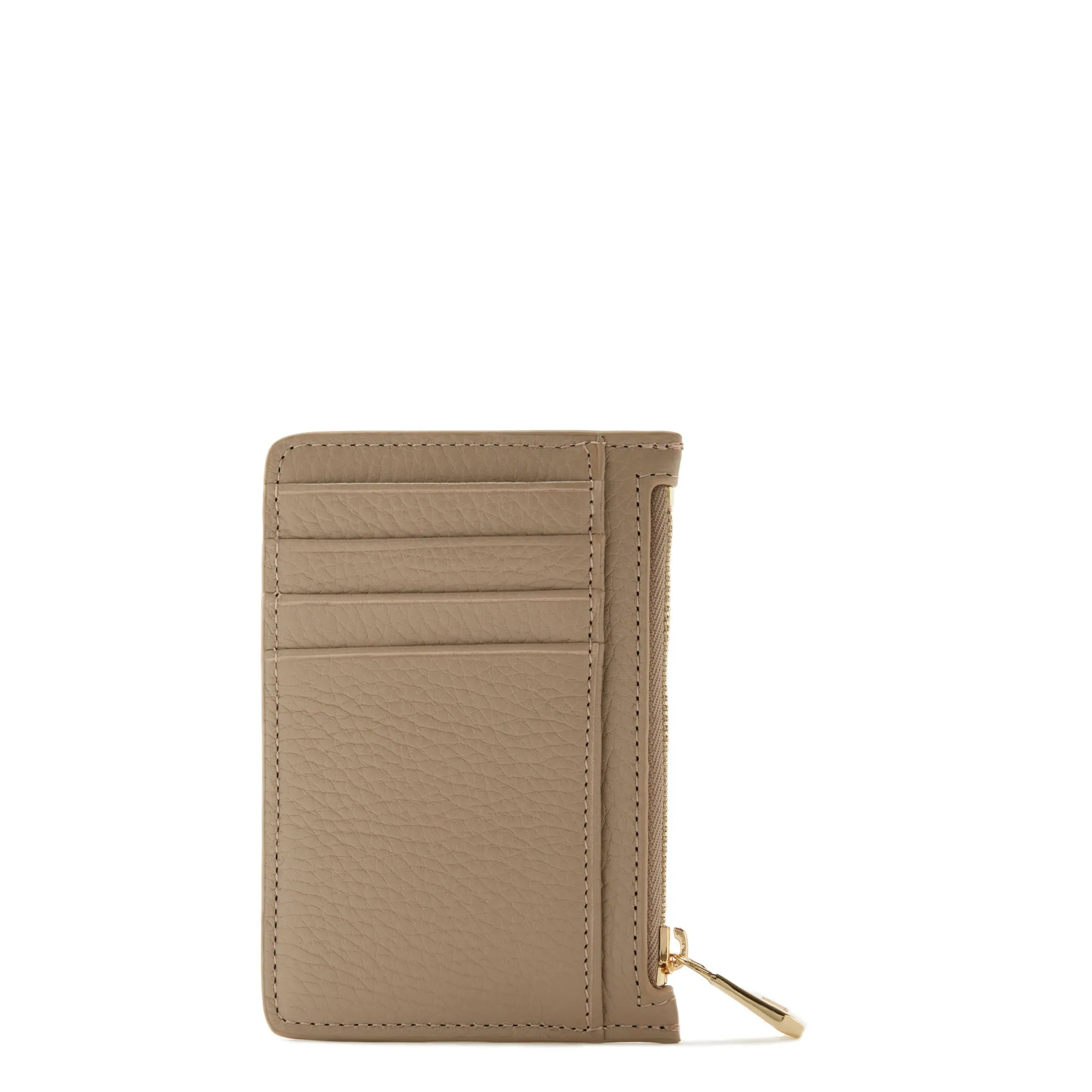 Honoré Aveline taupe calfskin leather card holder