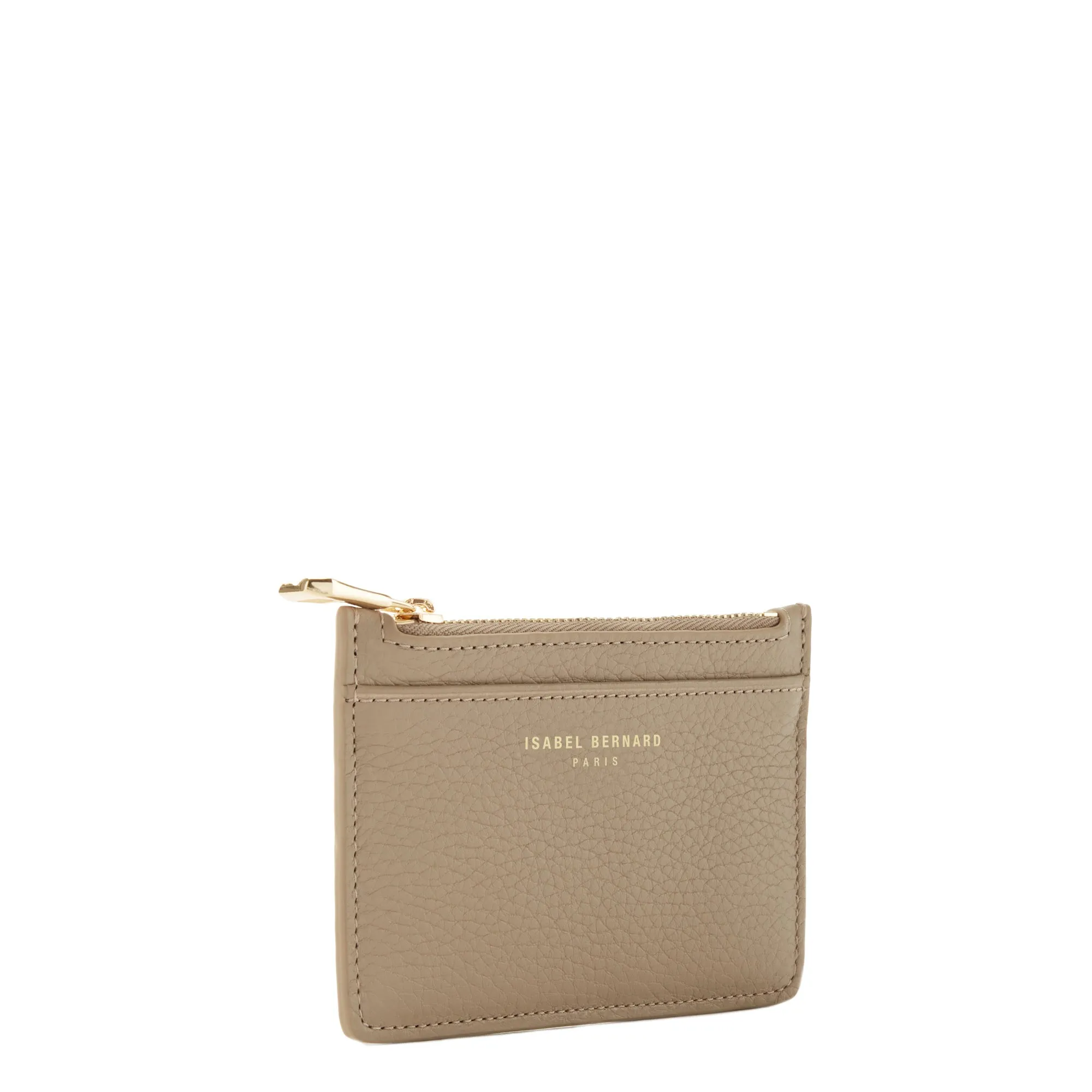 Honoré Aveline taupe calfskin leather card holder