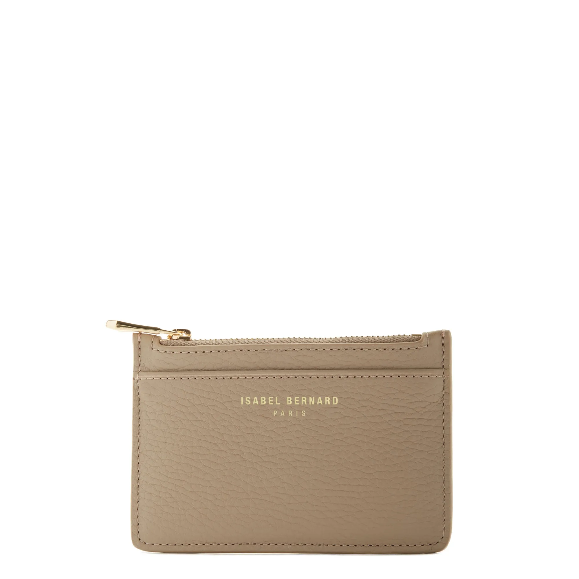 Honoré Aveline taupe calfskin leather card holder