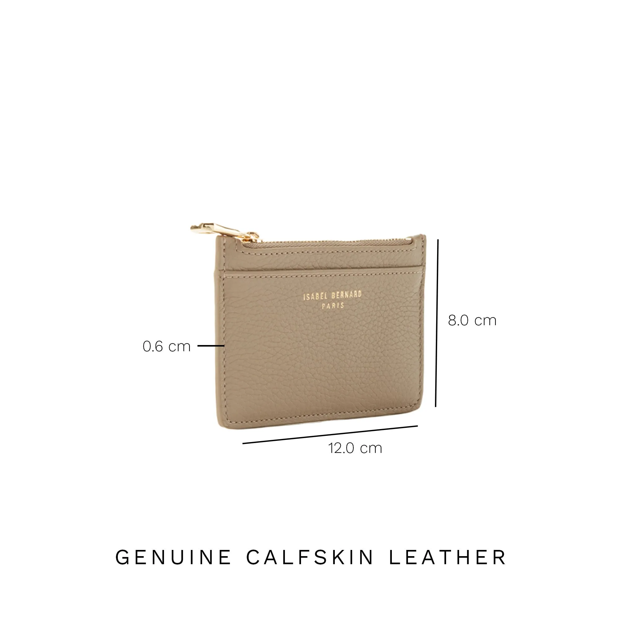 Honoré Aveline taupe calfskin leather card holder