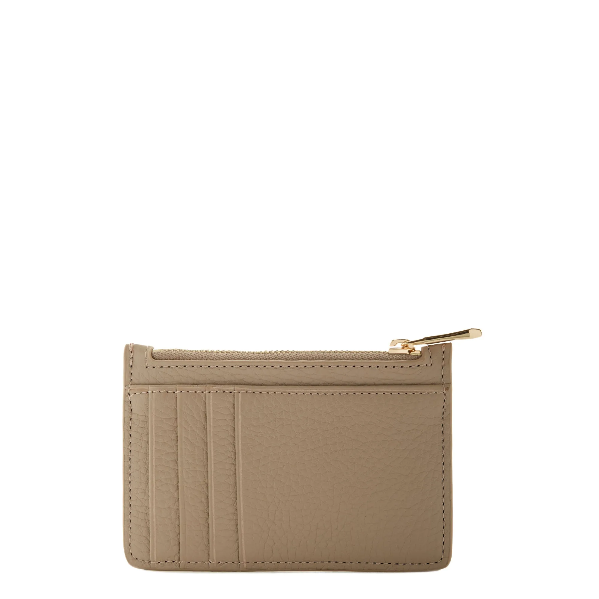 Honoré Aveline taupe calfskin leather card holder