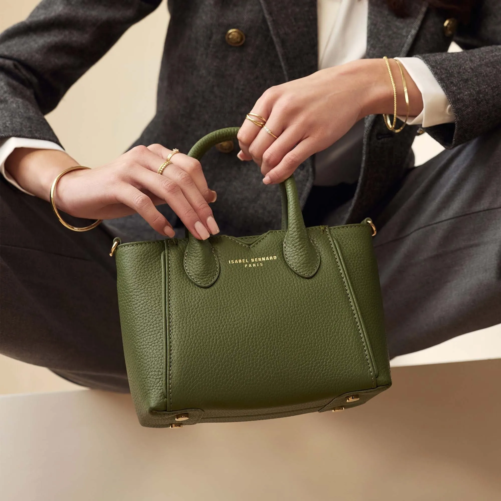 Honoré Cloe Mini green calfskin leather handbag