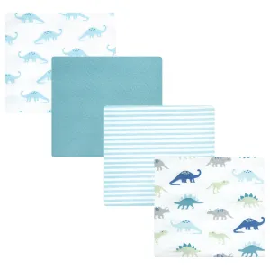 Hudson Baby Cotton Flannel Receiving Blankets, Soft Teal Dino