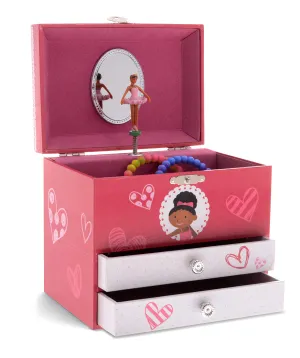 Jewelkeeper Girl's Musical Ballerina Jewelry Storage Box with 2 Pullout Drawers, Pretty