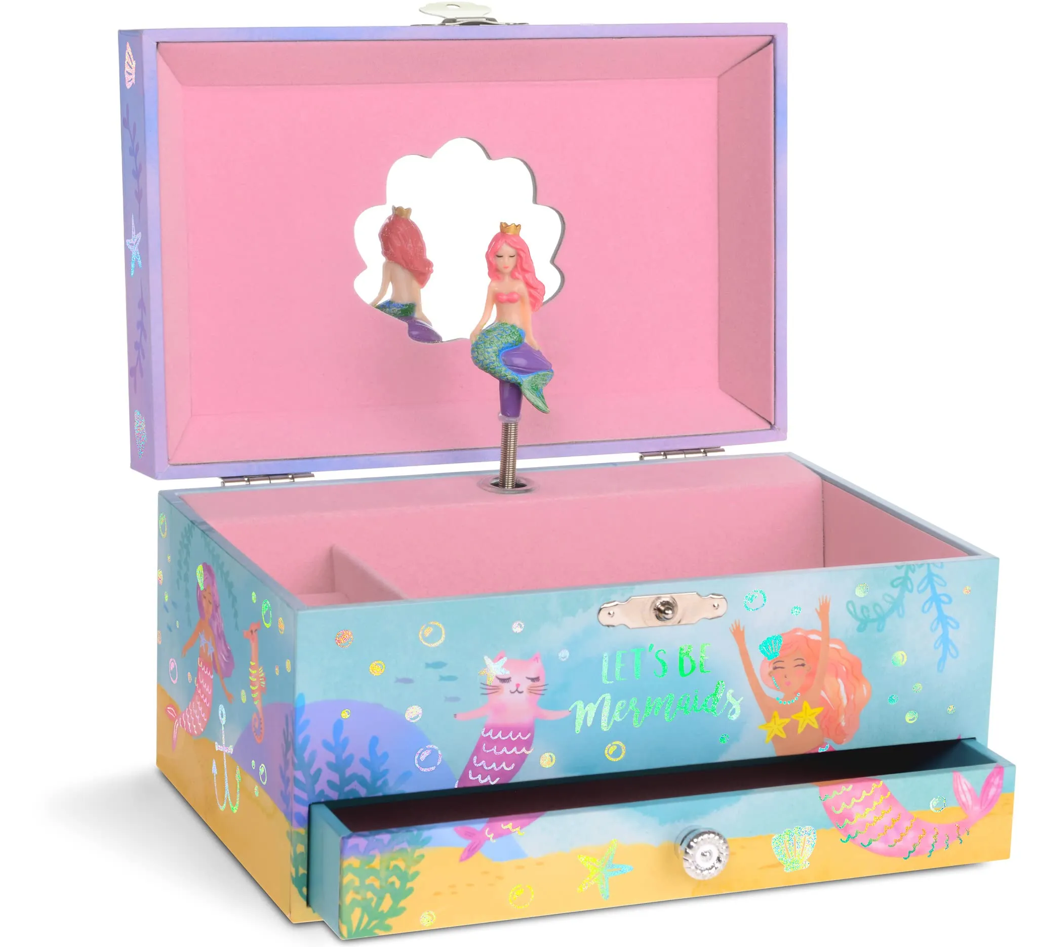 Jewelkeeper Girl's Musical Jewelry Storage Box with Pullout Drawer, Rainbow Unicorn