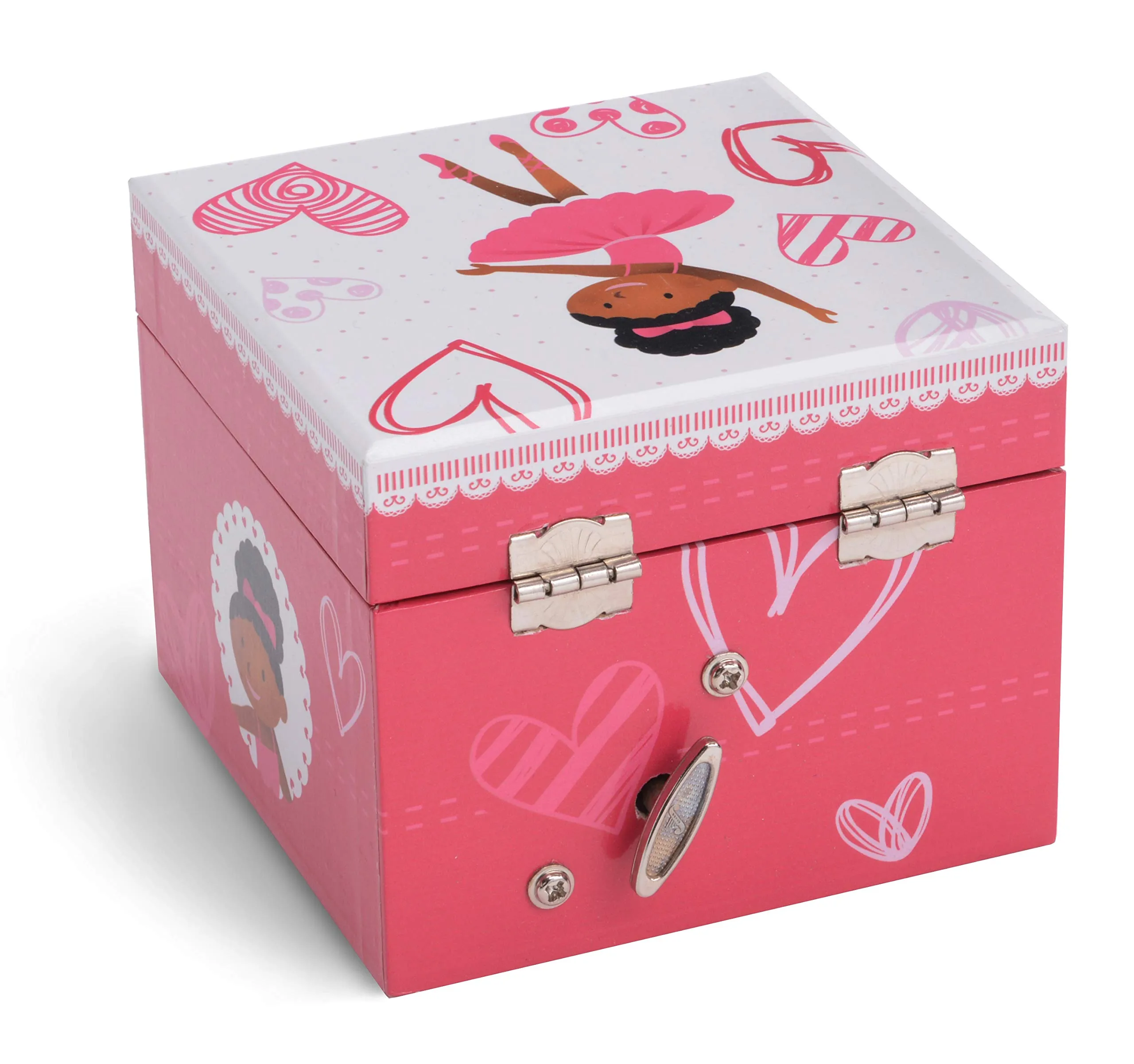 Jewelkeeper Musical Jewelry Box with Dancing Ballerina, Pretty Hearts Design with Pullout