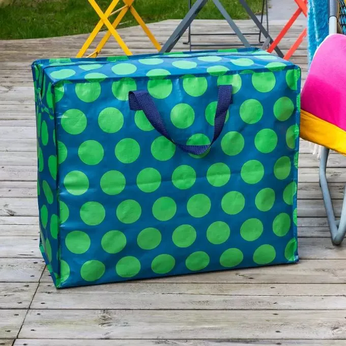 Jumbo Storage Bag Green & Blue Dot