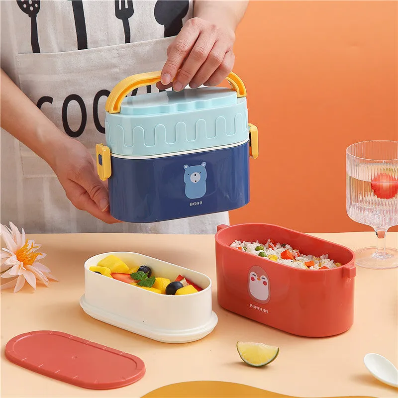 Kawaii Double Layers Bento Lunch Box - 950ml