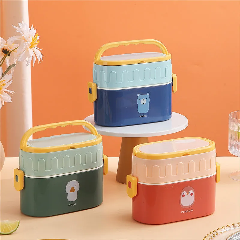 Kawaii Double Layers Bento Lunch Box - 950ml