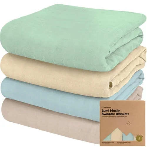 KeaBabies Lumi Muslin Swaddle Blankets: Mirage Colors