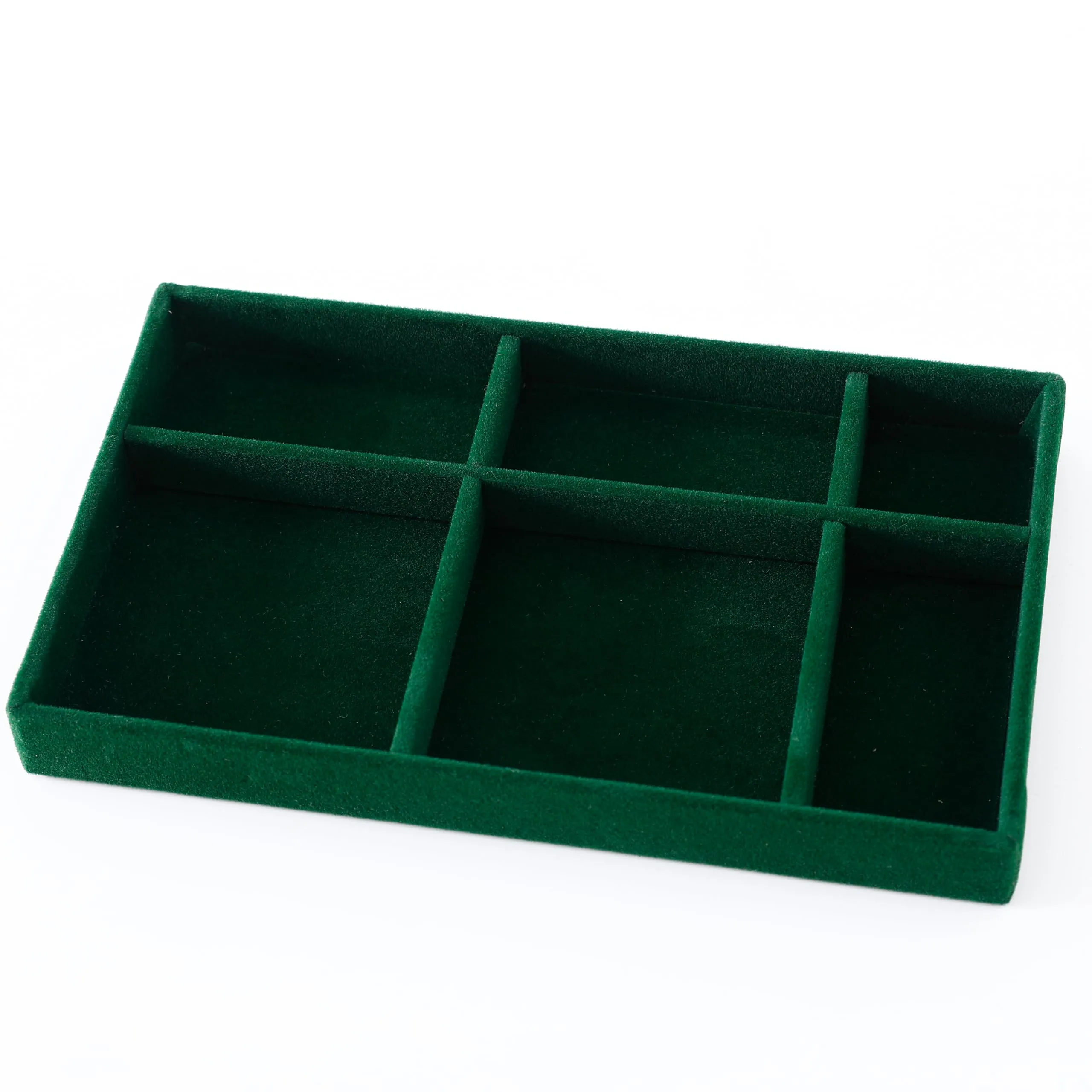 Kuber Industries 12 Pieces Velvet Jewelry Trays Organizer | Jewelry Storage Box | Jewelry Organizer | Showcase Holder Dresser Organizer for Earring Necklace Ring | Pack of 3 | YBL4-05 | Dark Green