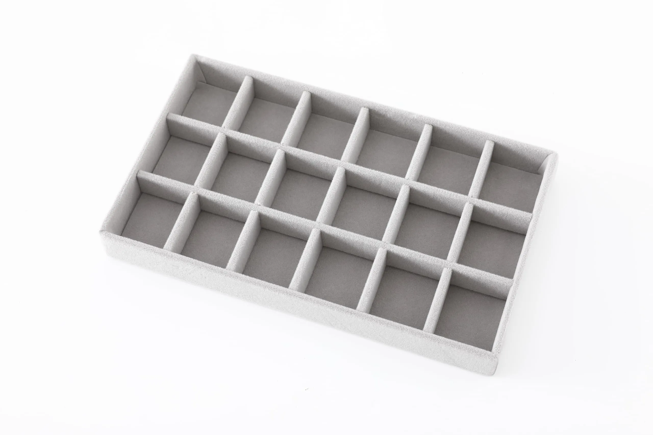 Kuber Industries 16 Pieces Velvet Jewelry Trays Organizer | Jewelry Storage Box | Jewelry Organizer | Showcase Holder Dresser Organizer for Earring Necklace Bracelet Ring | Pack of 4 |YBL4-02 | Grey