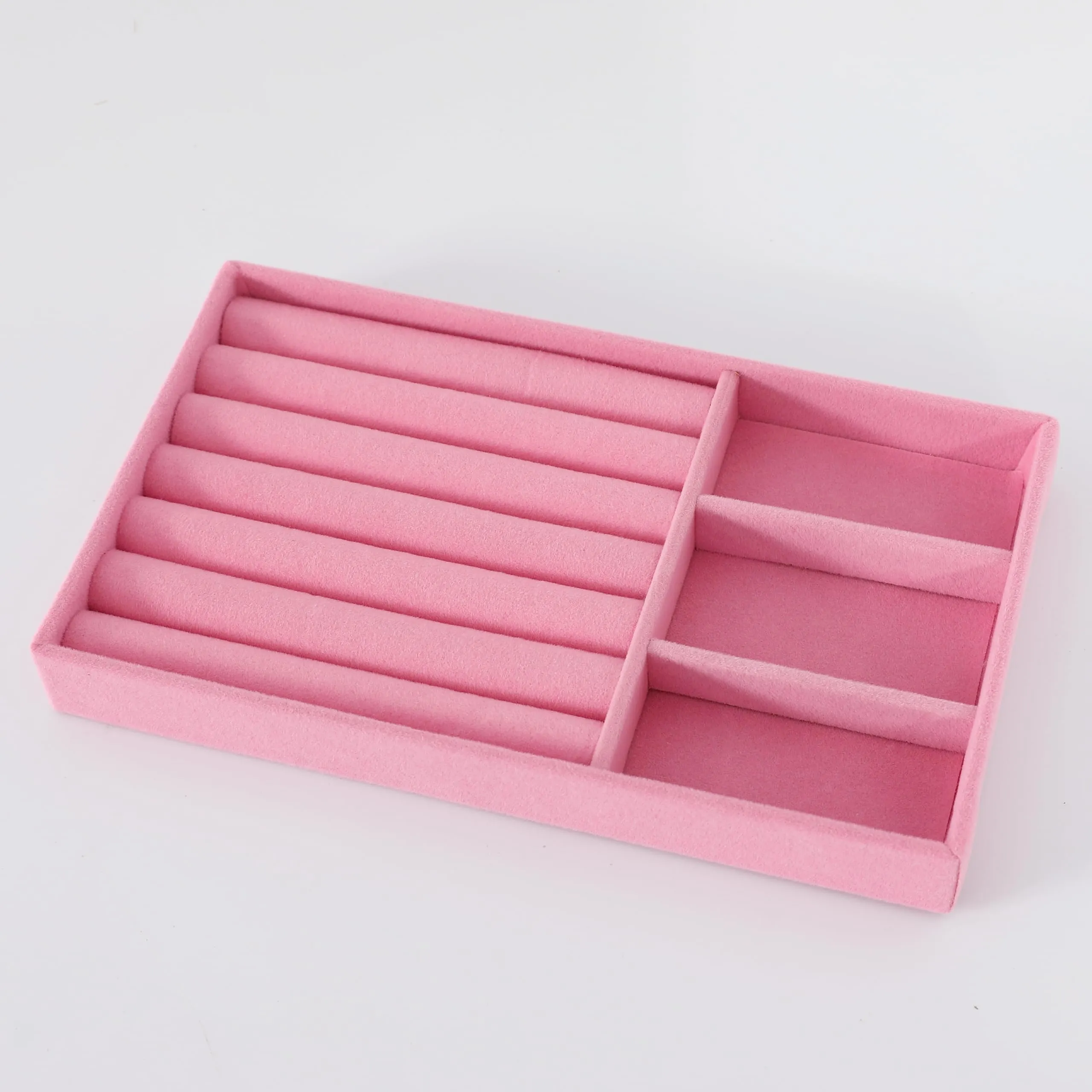 Kuber Industries 20 Pieces Velvet Jewelry Trays Organizer | Jewelry Storage Box | Jewelry Organizer | Showcase Holder Dresser Organizer for Earring Necklace Bracelet Ring |Pack of 5 | YBL4-04 |Pink