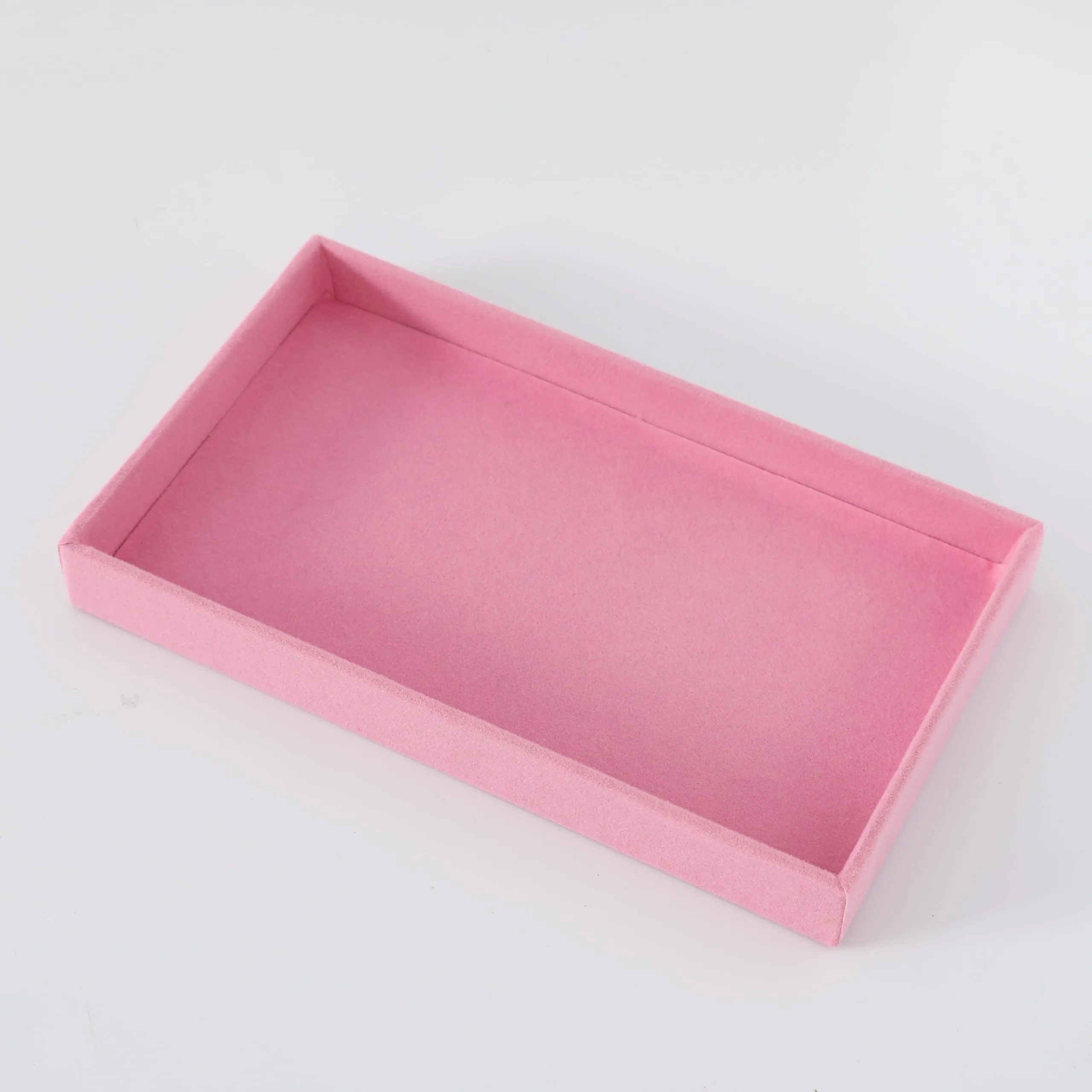 Kuber Industries 4 Pieces Velvet Jewelry Trays Organizer | Jewelry Storage Box | Jewelry Organizer | Showcase Holder Dresser Organizer for Earring Necklace Bracelet Ring |Pack of 1 | YBL4-04 | Pink