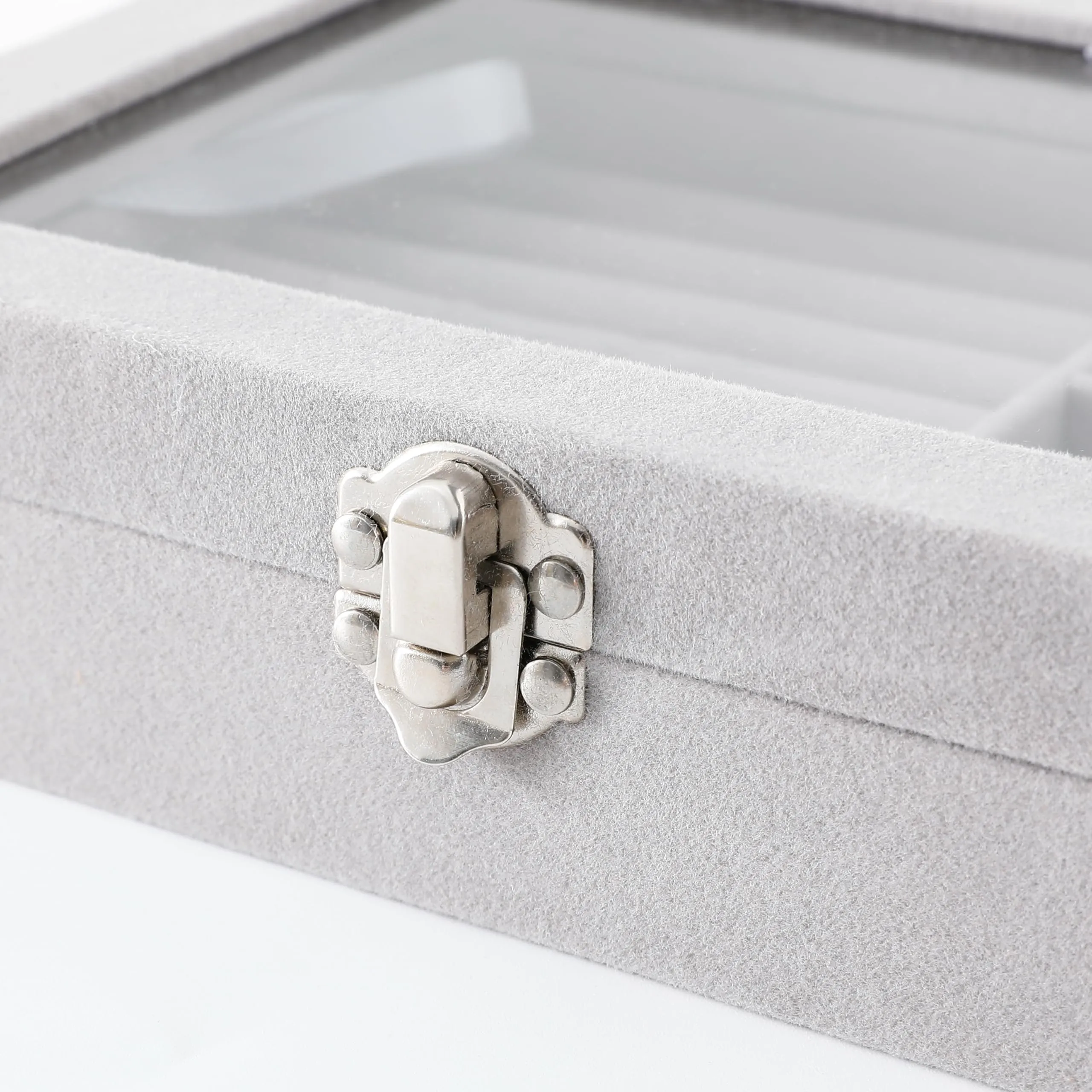 Kuber Industries Pack of 2 Velvet Jewelry Box Organizer | Jewelry Storage Box | Jewelry Organizer | Showcase Holder Dresser Organizer for Earring Necklace Bracelet Ring |YXX-016 | Grey