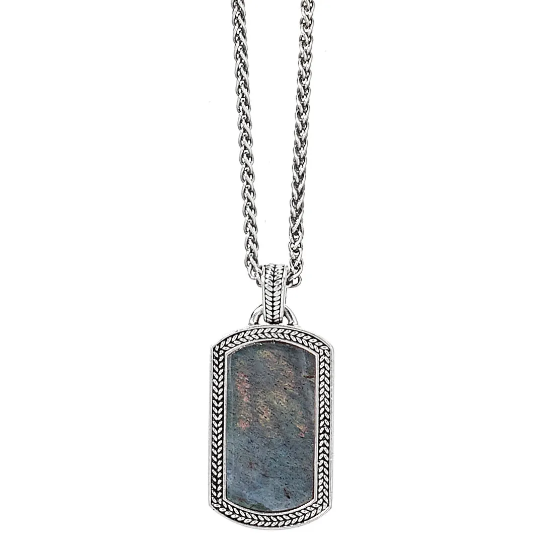 Labradorite Gemstone Plaque Sterling Pendant & Necklace