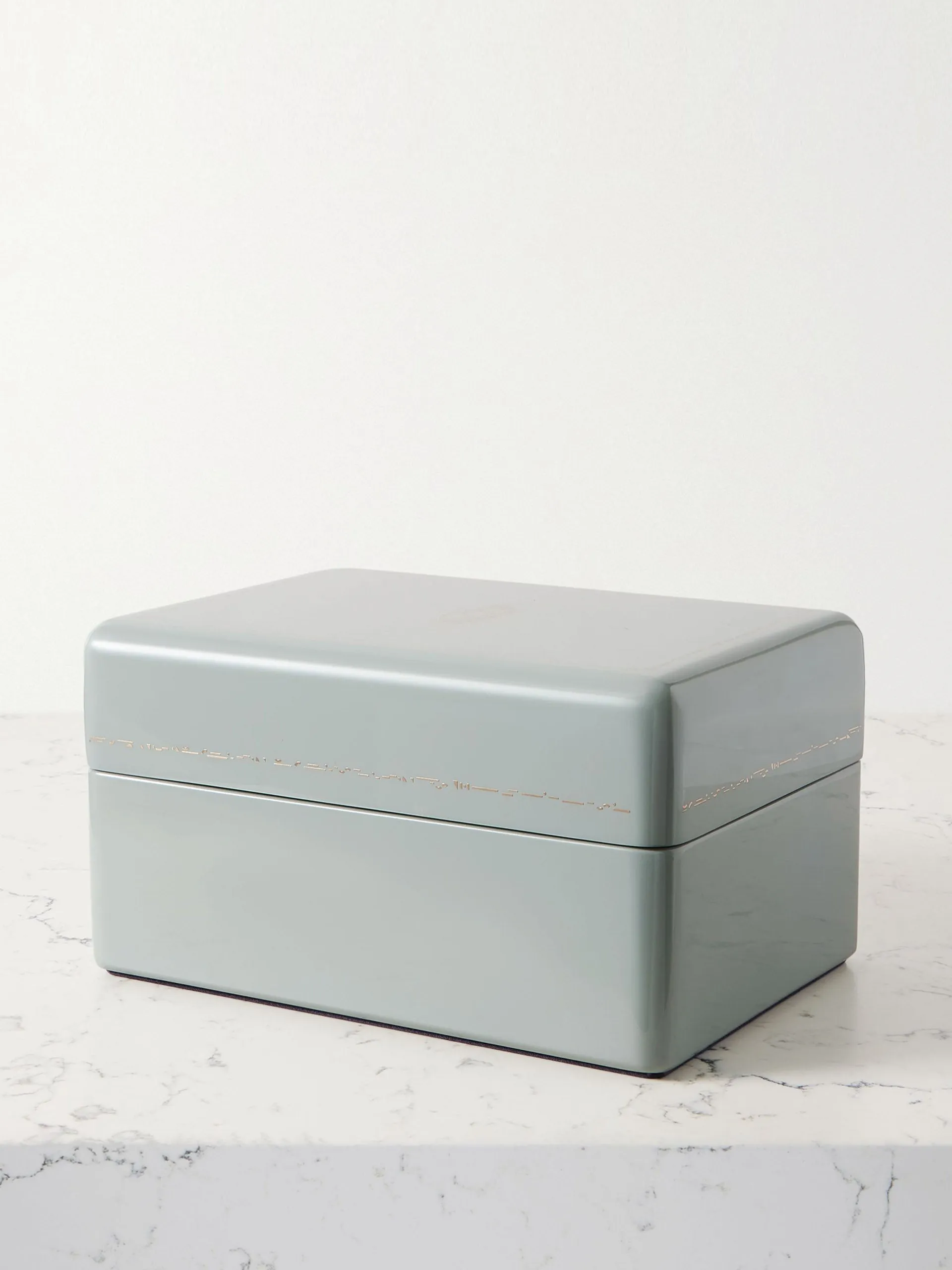 Lacquered wood and faux suede Trunk jewellery box