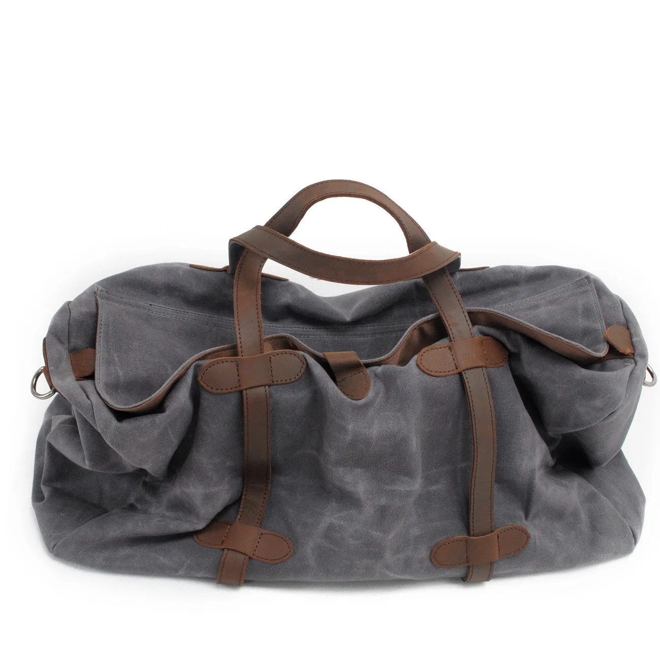 Leisure Waxed Leather Canvas Large Storage Traveling Duffle Bag 2023