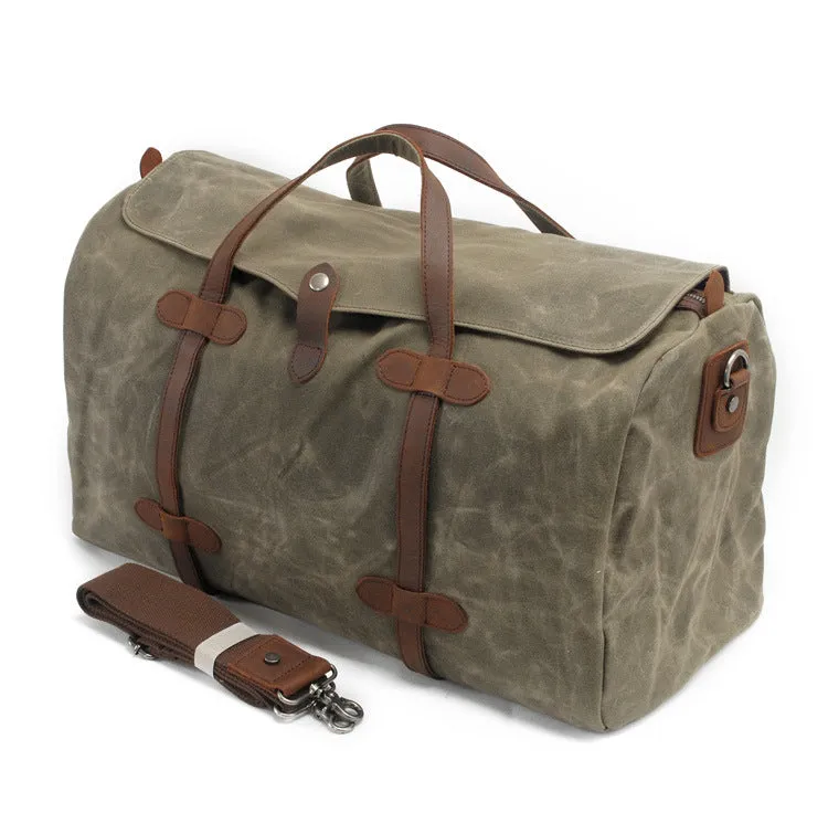 Leisure Waxed Leather Canvas Large Storage Traveling Duffle Bag 2023