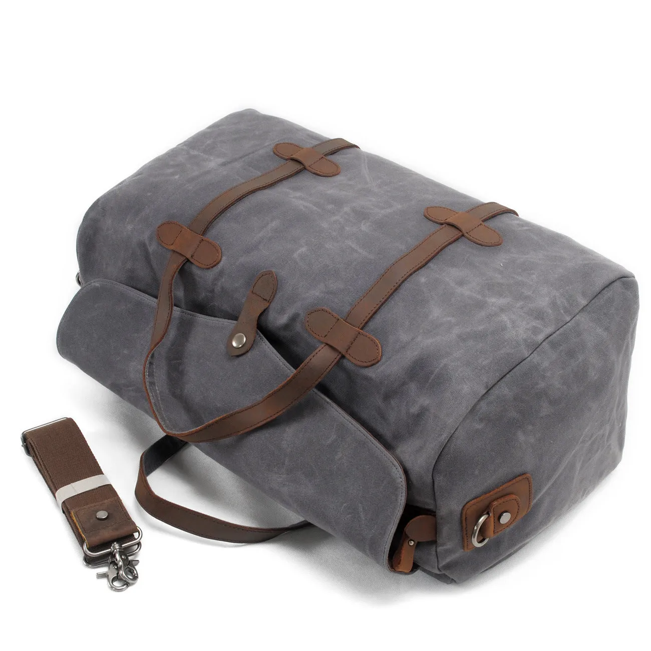 Leisure Waxed Leather Canvas Large Storage Traveling Duffle Bag 2023