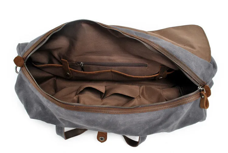 Leisure Waxed Leather Canvas Large Storage Traveling Duffle Bag 2023