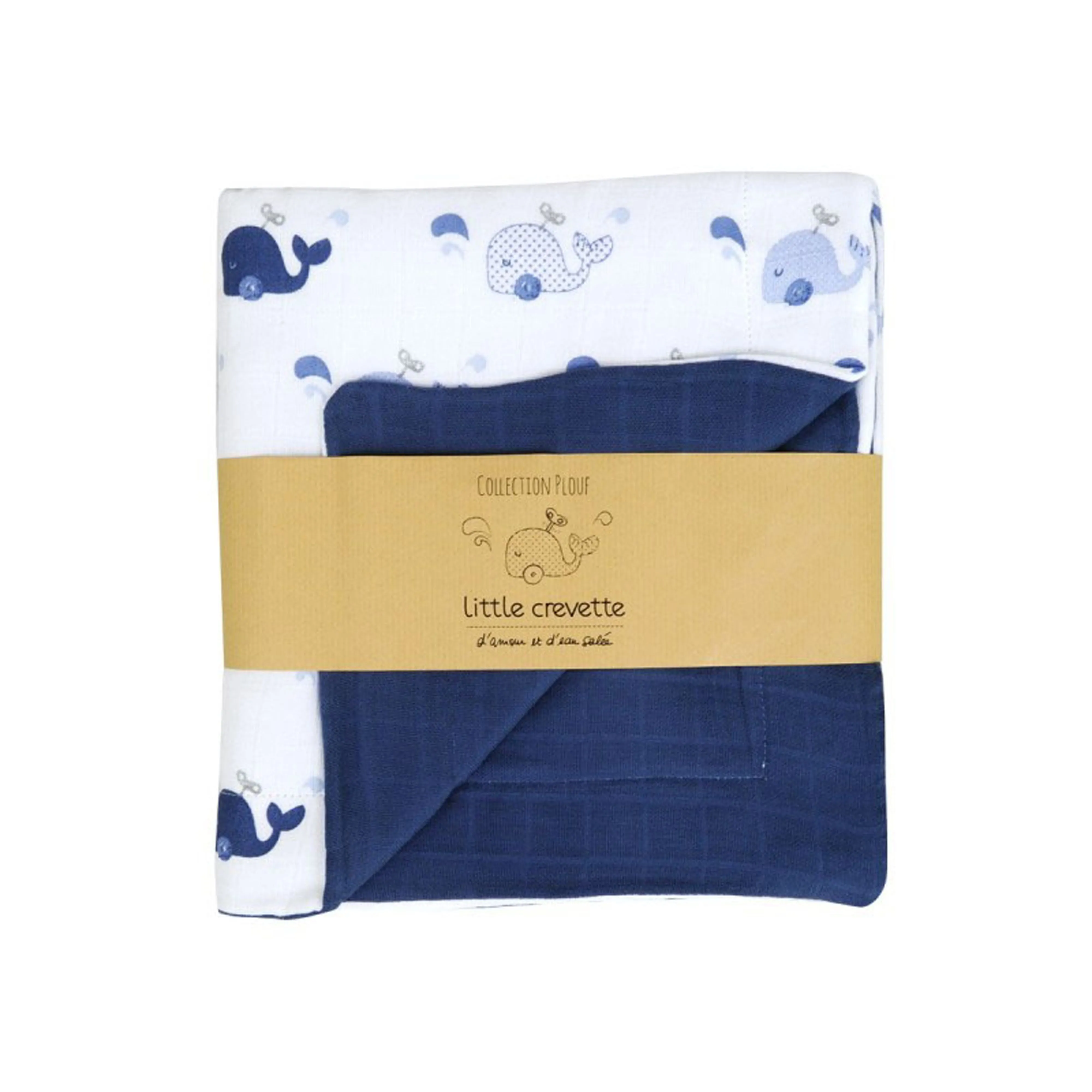 Little Crevette Muslin Blanket Baleine