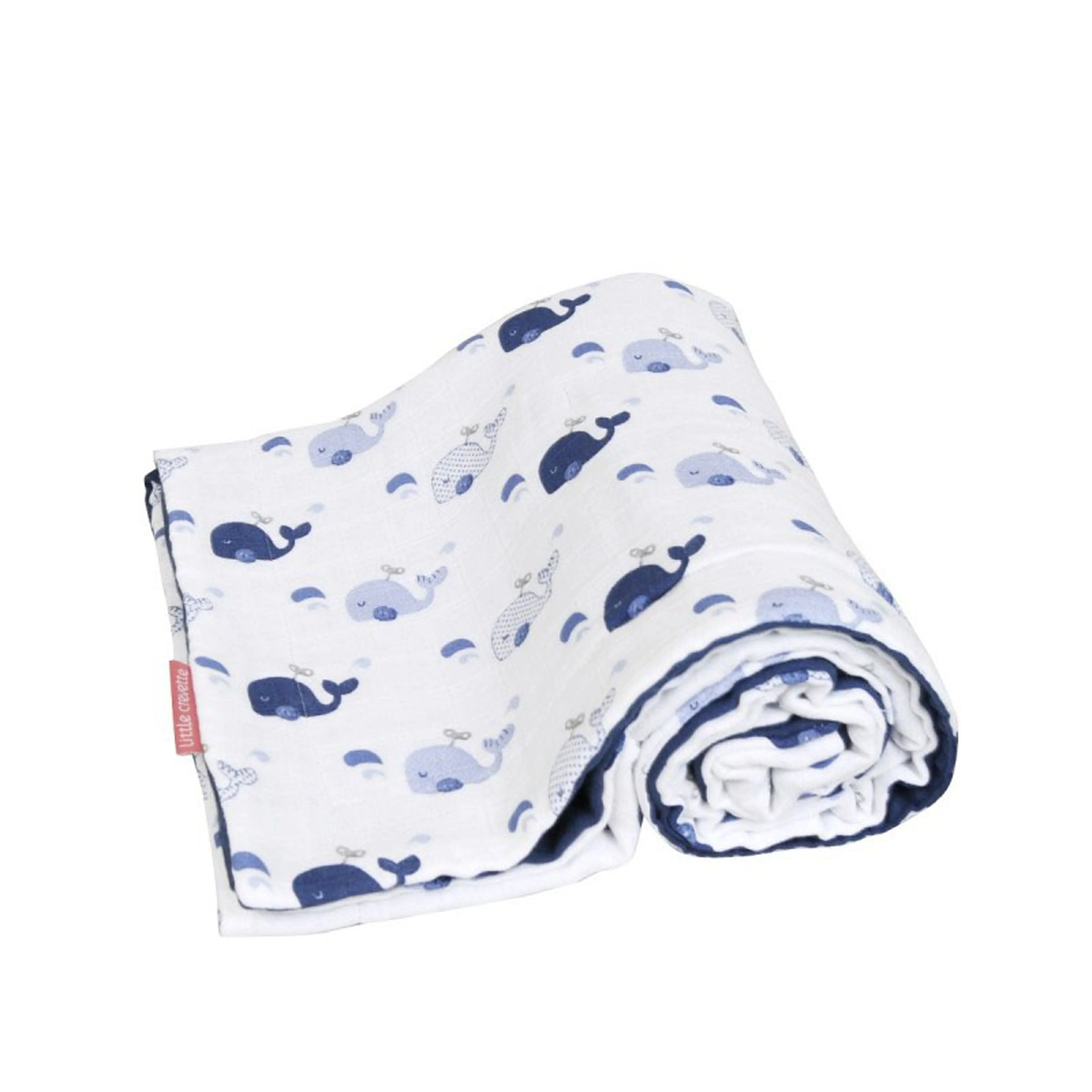 Little Crevette Muslin Blanket Baleine