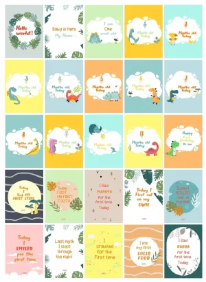 Little Dino Theme Milestone cards- (Pack of 25)