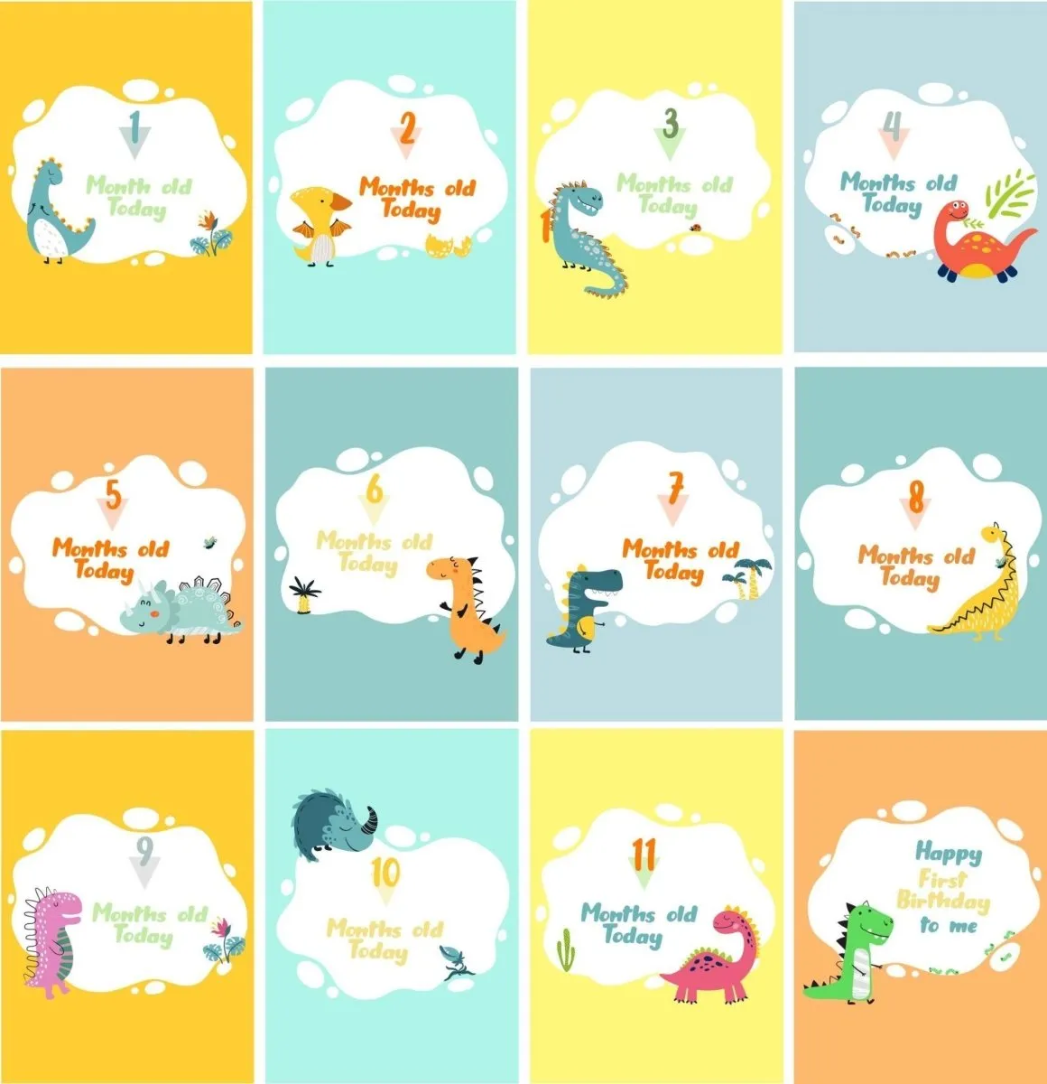 Little Dino Theme Milestone cards- (Pack of 25)