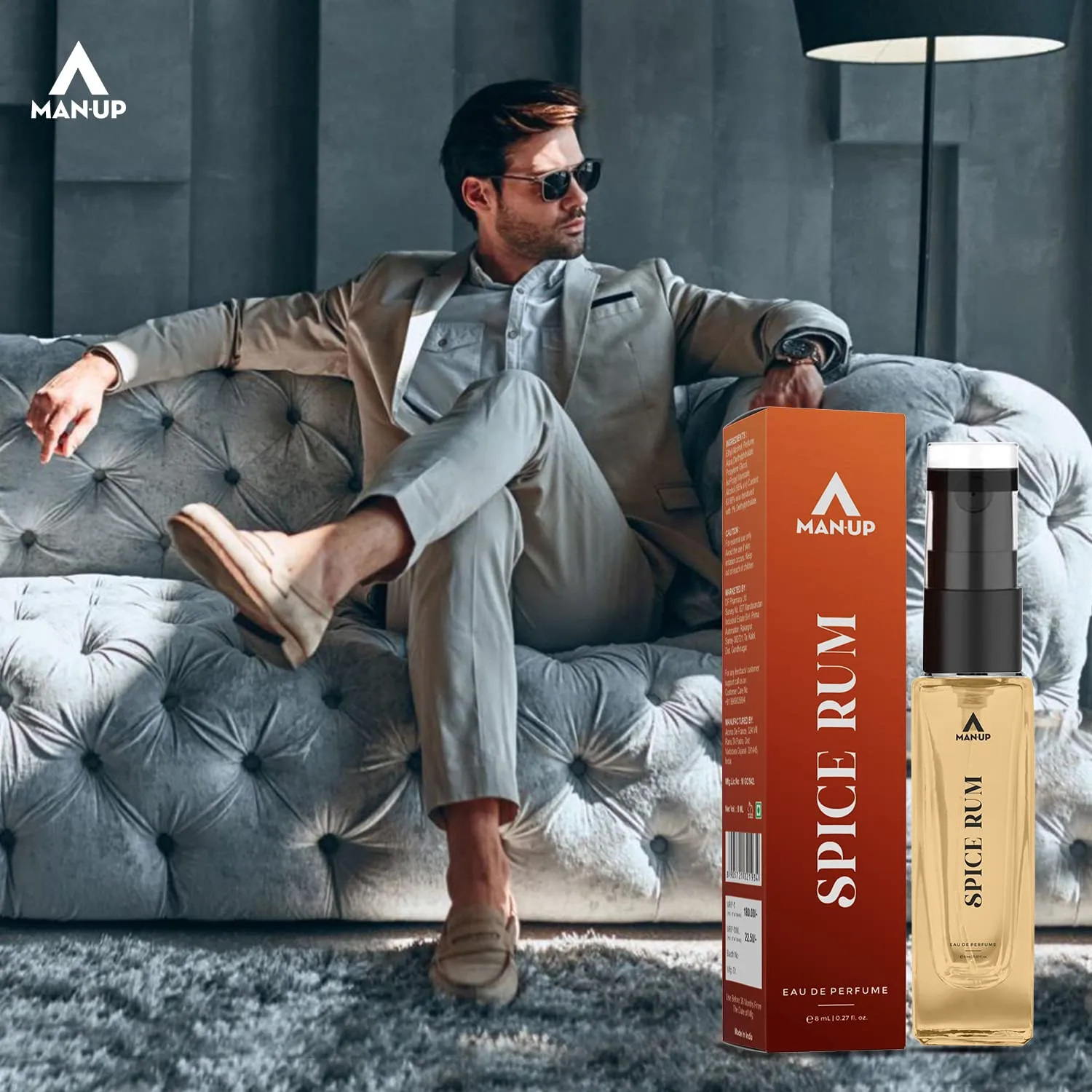 Man-Up Spice Rum Perfume For Men | Eau De Perfume | Premium Long Lasting Fresh, Refreshing & Energising Fragrance Perfume | Celebrating Every Special Occasion - 8ml (Pack of 100)