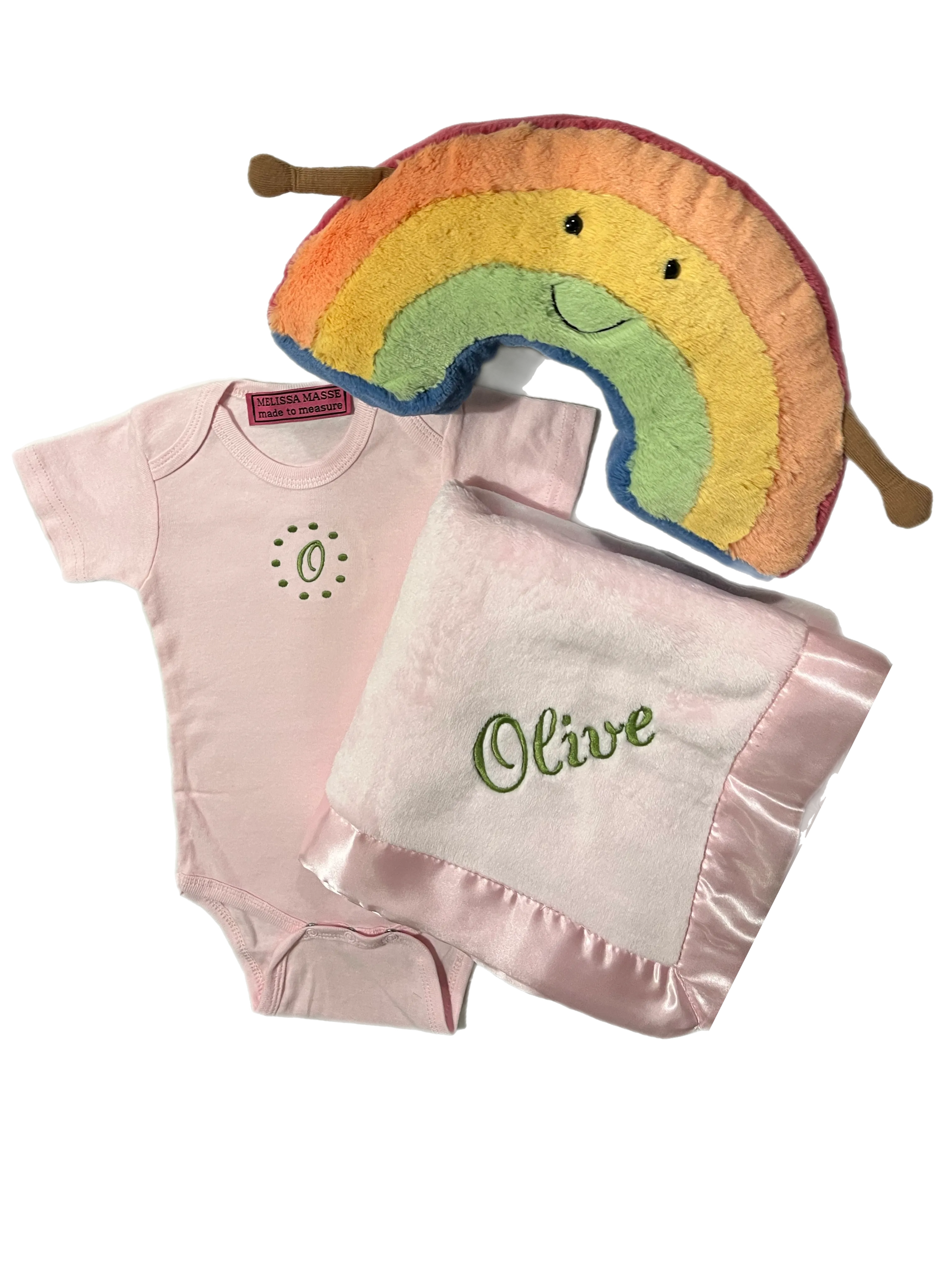 Melissa Masse Plush Blanket, Onsie & Jellycat set