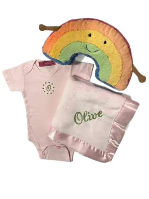 Melissa Masse Plush Blanket, Onsie & Jellycat set