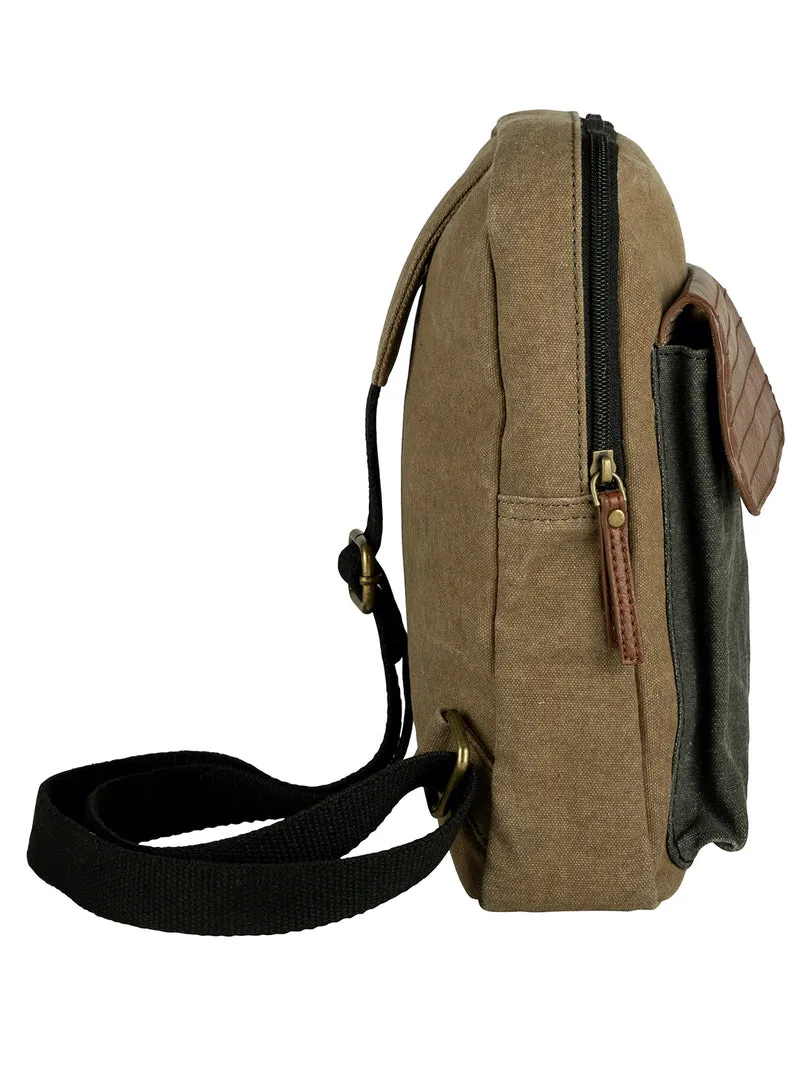 Mona B Upcycled Canvas Messenger Crossbody Bag with Stylish Design for Men and Women: Brad