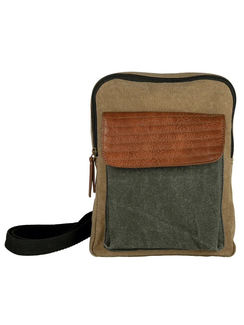 Mona B Upcycled Canvas Messenger Crossbody Bag with Stylish Design for Men and Women: Brad