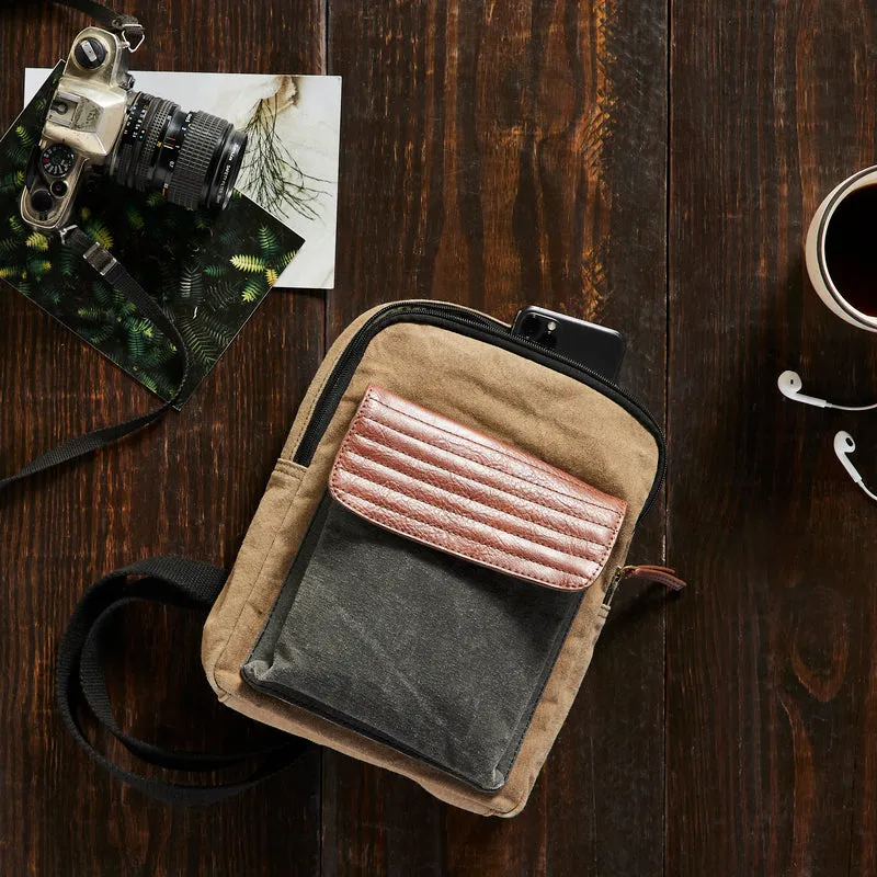 Mona B Upcycled Canvas Messenger Crossbody Bag with Stylish Design for Men and Women: Brad