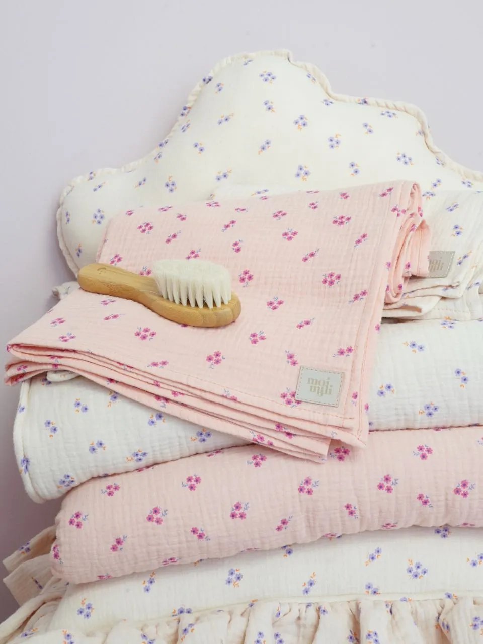 Muslin Pink Forget-me-not - Baby Swaddle Blanket