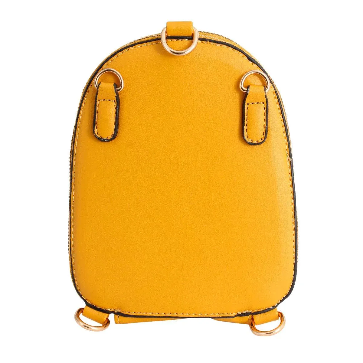 Mustard Yellow Vegan Leather Floral Mini Backpack: Stylish & Secure