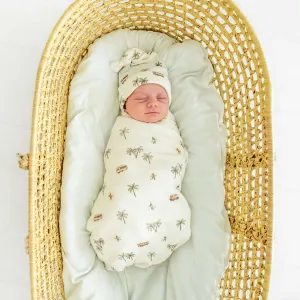 Organic Baby Swaddle Blanket & Hat | Malibu