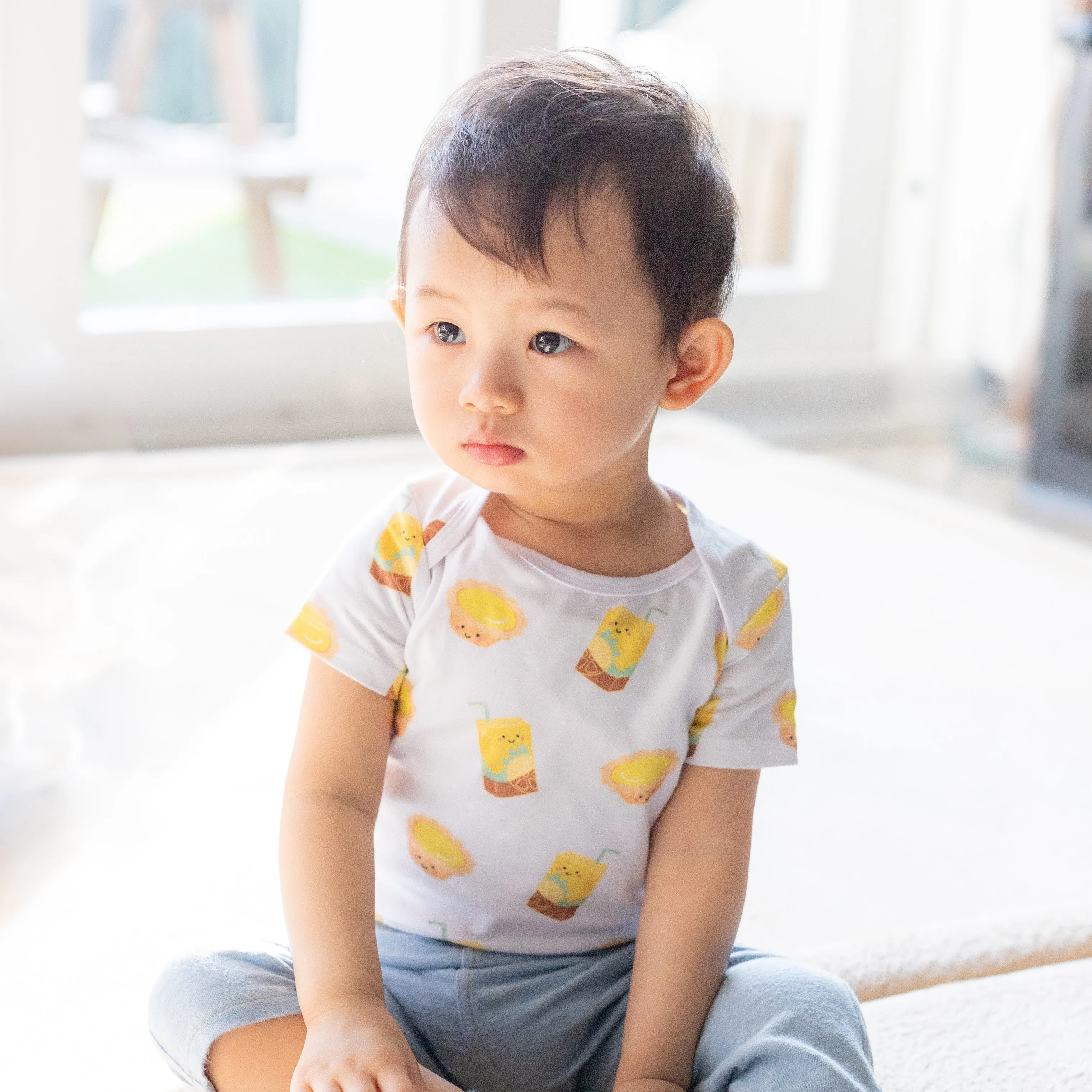 Organic Cotton Baby Onesie - Lemon Tea   Egg Tart