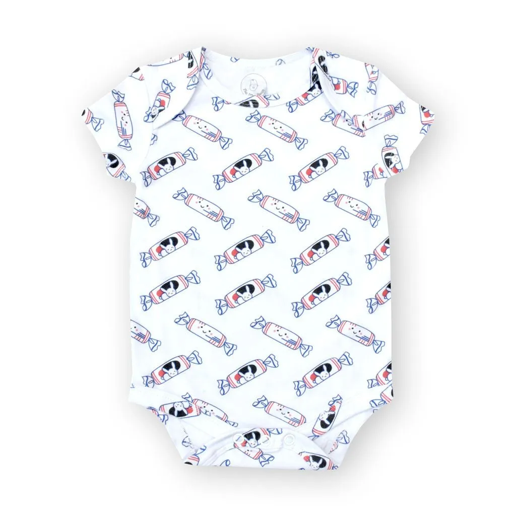 Organic Cotton Baby Onesie - White Bunny Candy