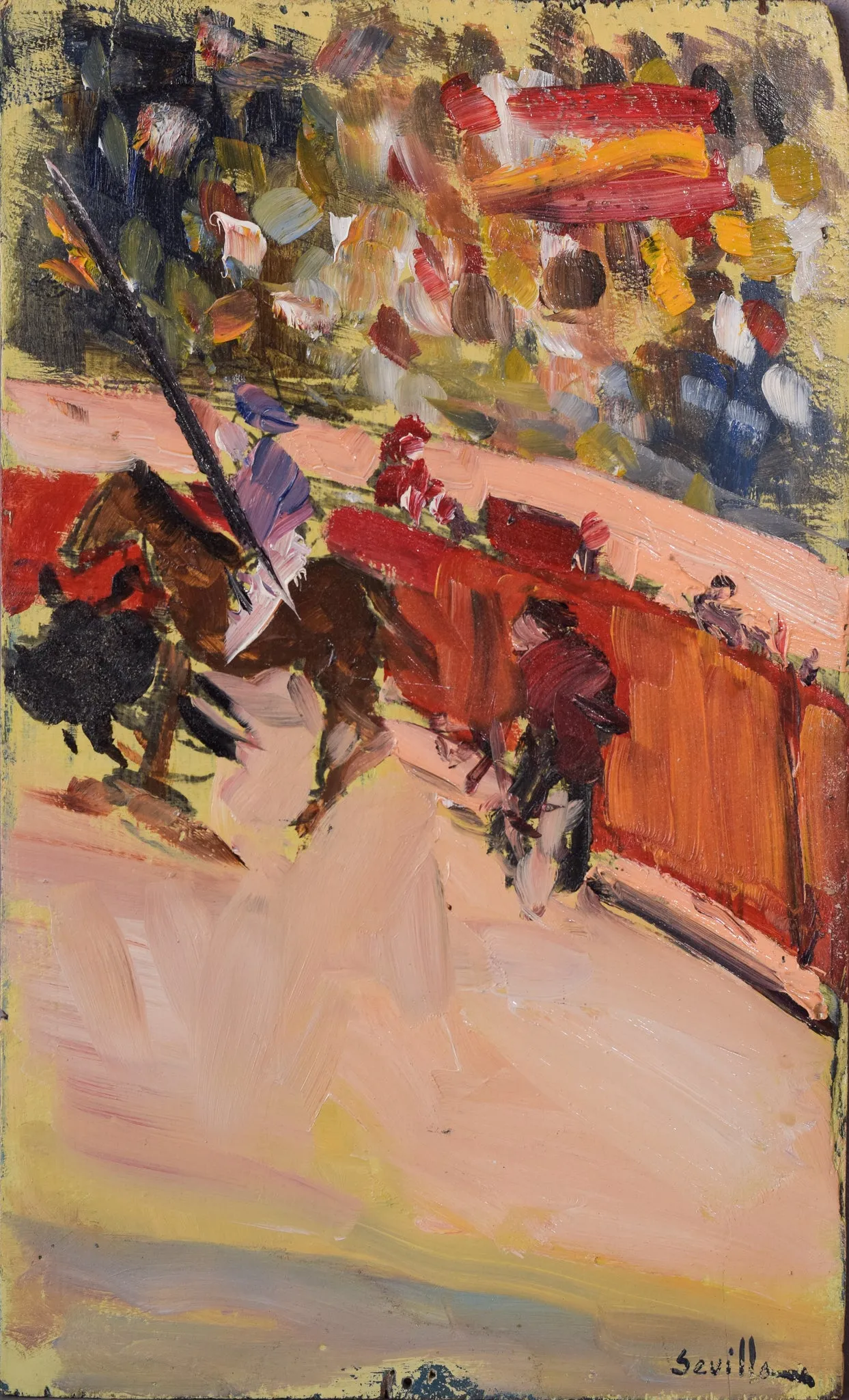 Pair of Impressionist Oil Paintings - Sketches of a Bullfight